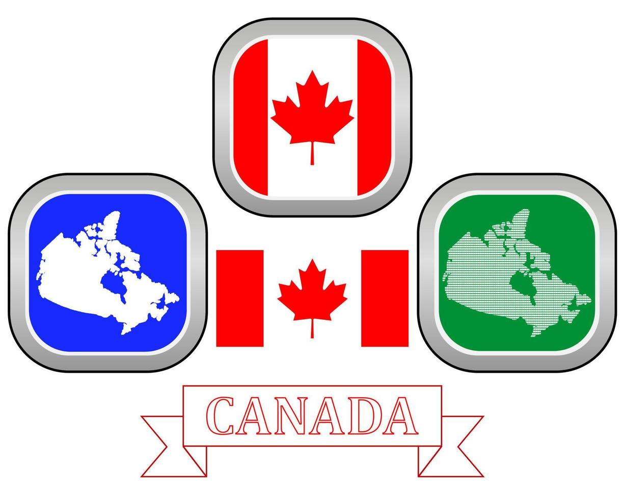 Botón de mapa de Canadá en diferentes colores sobre un fondo blanco. vector