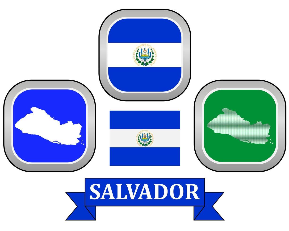 botón de mapa y bandera del símbolo de salvador del mapa en un fondo blanco vector