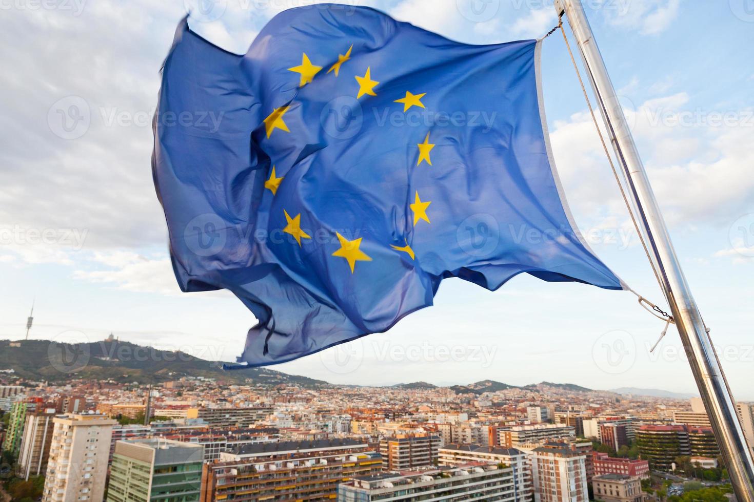 Flag of Europe under Barcelona photo