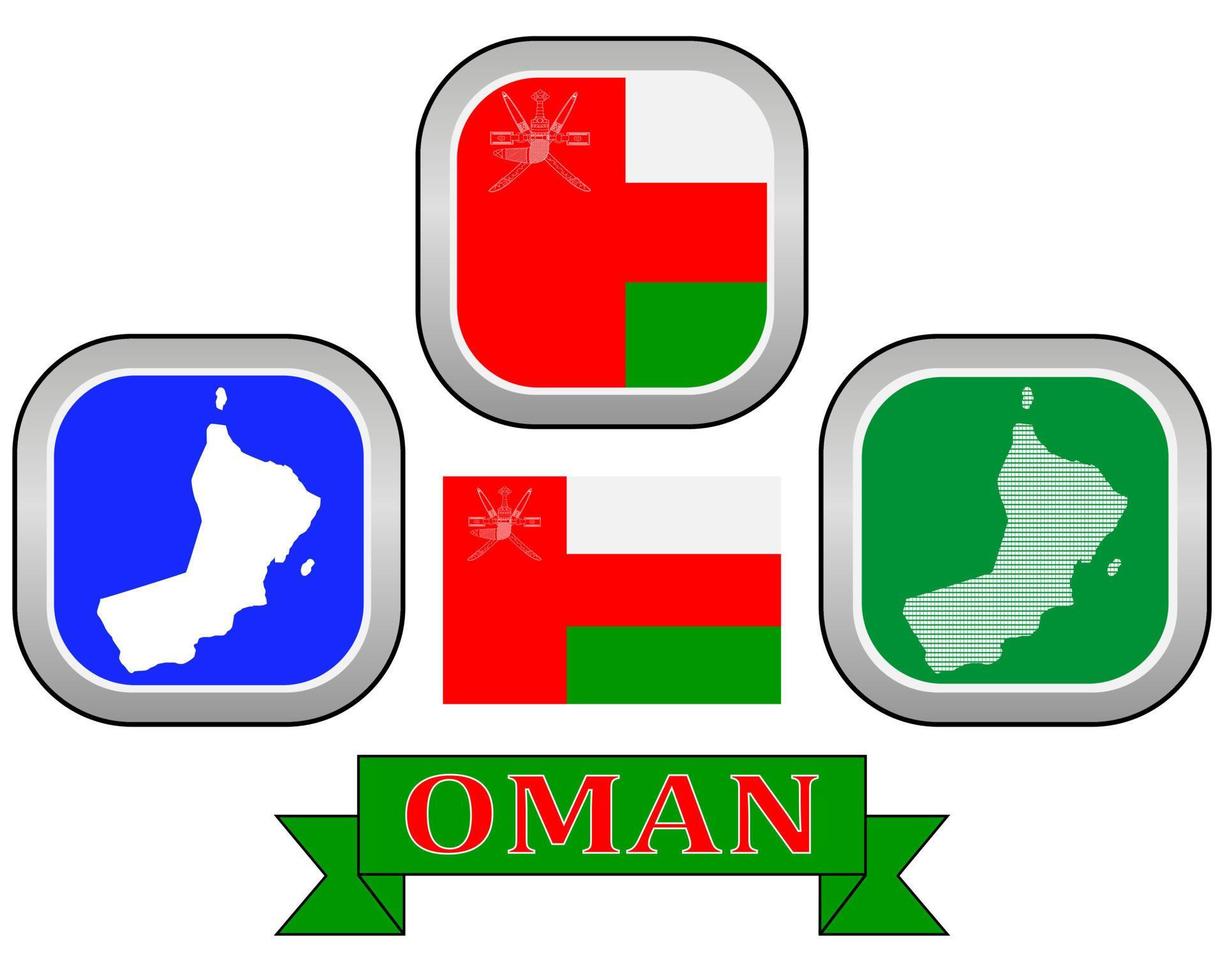 map button flag and symbol of Oman on a white background vector