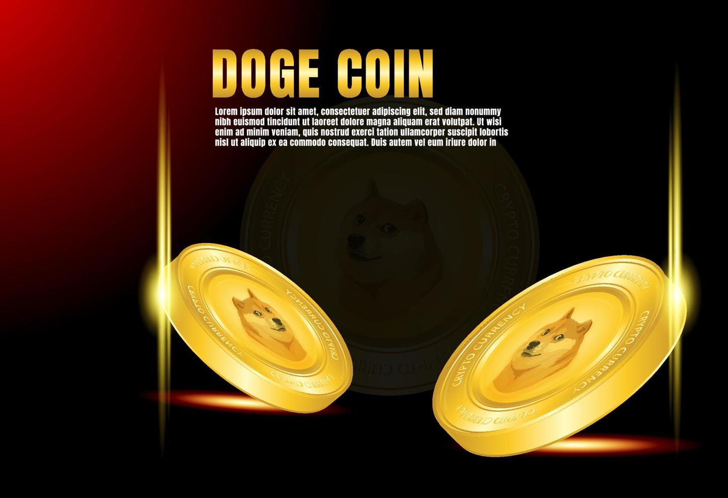 doge coin  cryptocurrency flying illustration poster design vector