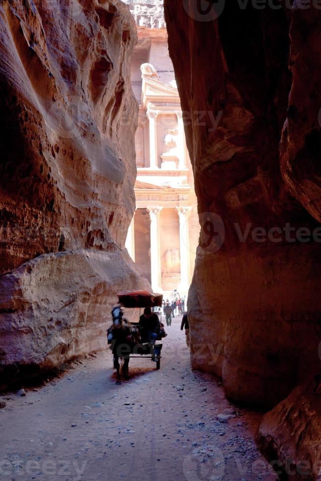 bedouin carriage in Siq pass to Petra city photo