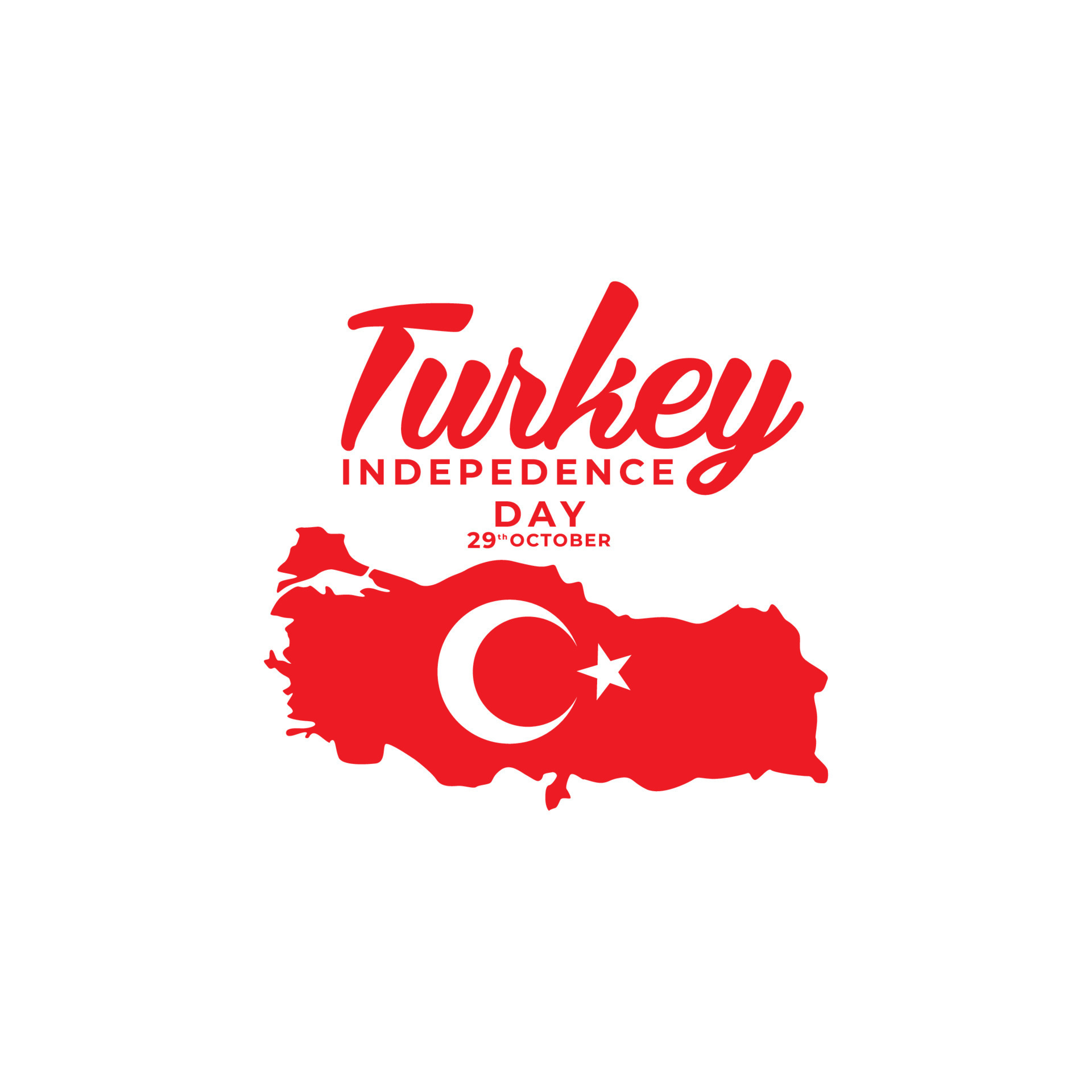 happy turkey independence day with map and flag turkey logo vector