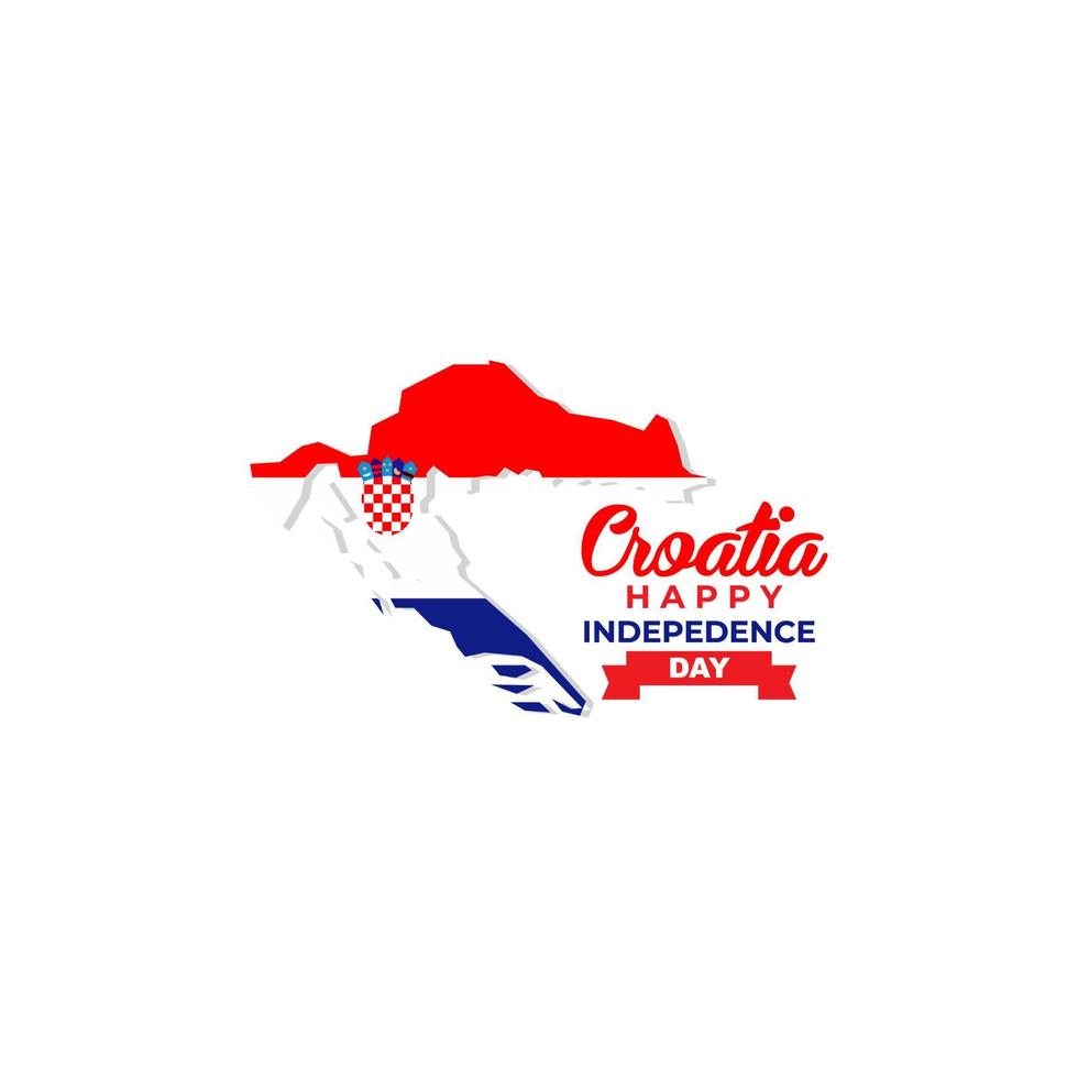 día de la independencia de croacia con ilustración de diseño de logotipo de mapa de país de croacia vector