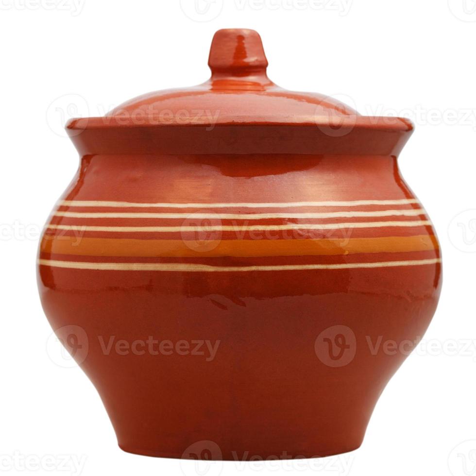 side view of closed earthenware pot photo