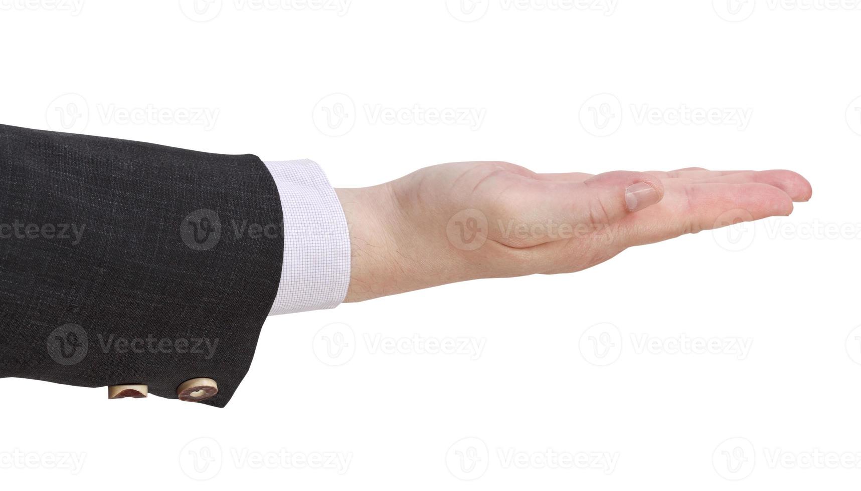 side view of open palm - hand gesture photo