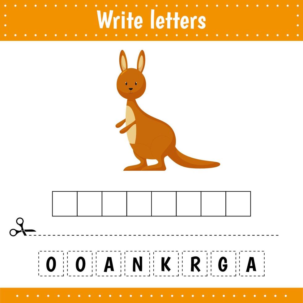 Educational game for kids. Crossword kangaroo. Guess the word. Education developing worksheet. Learning game for kids. vector
