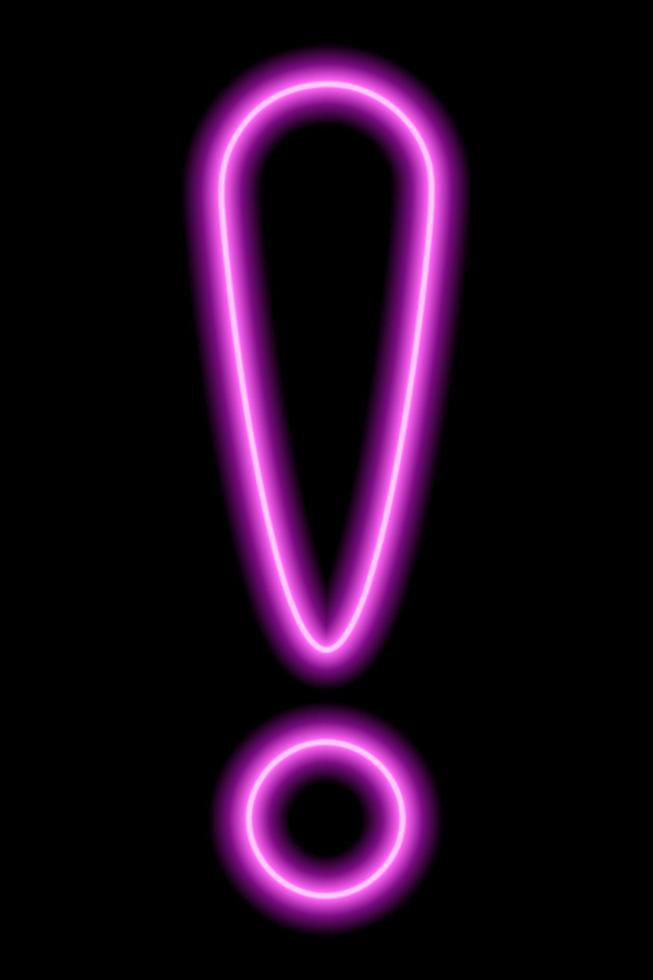 Pink neon exclamation point on a black background vector