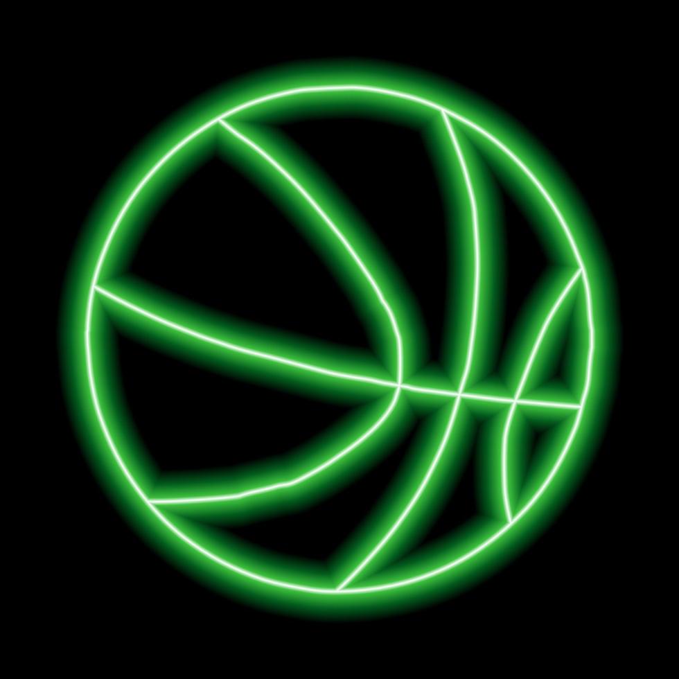 forma de baloncesto verde neón sobre un fondo negro vector