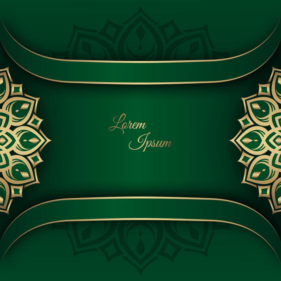 mandala background, green and gold vector