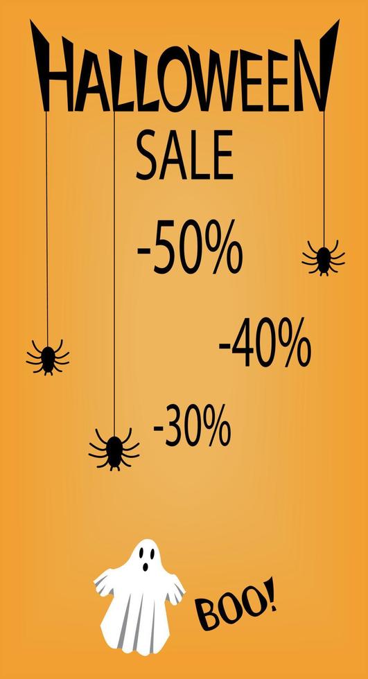 Halloween vertical banner. For postcards, for flyers, for advertising, the concept of sales in stores for Halloween vector