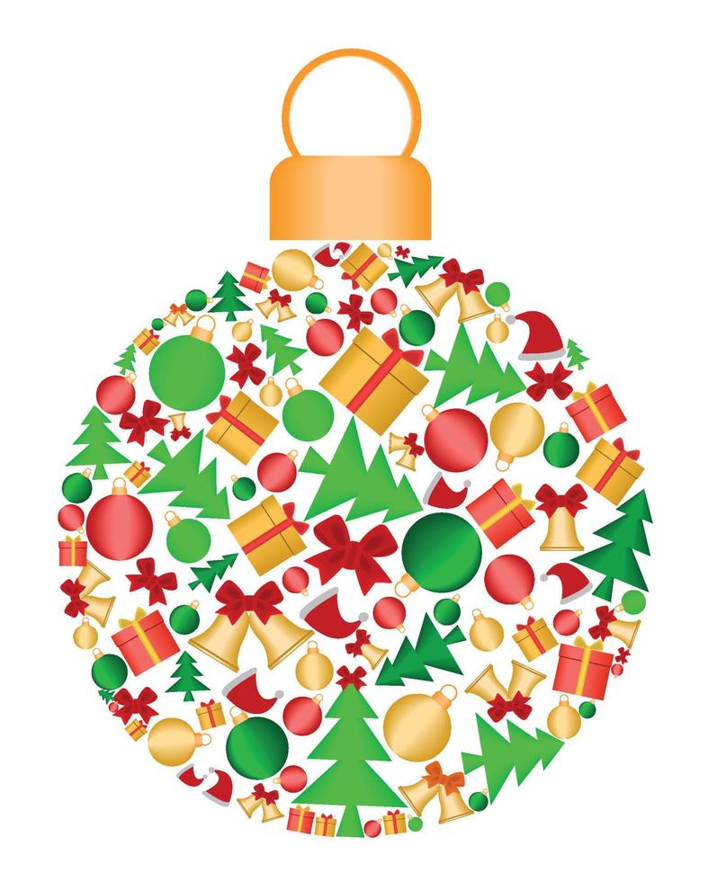 Christmas ball pattern, design element, vertical banner. Christmas bauble made of decoration elements new year. for a postcard, for a flyer, for advertising, concept idea. vector