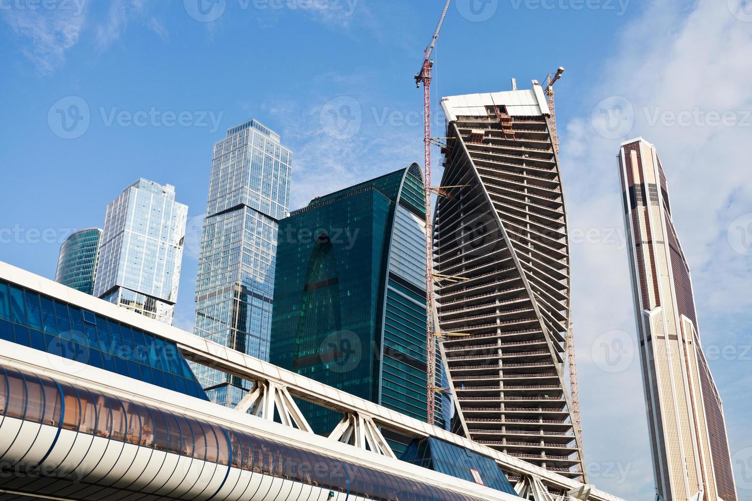 Bridge and towers in Moscow photo