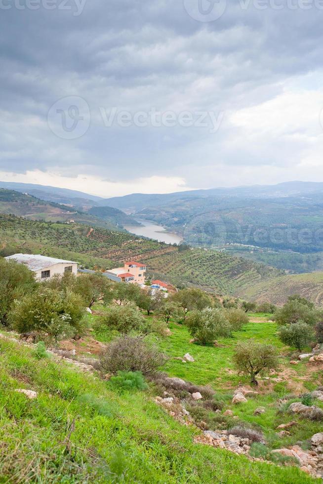 mountain valley and river in Jordan photo