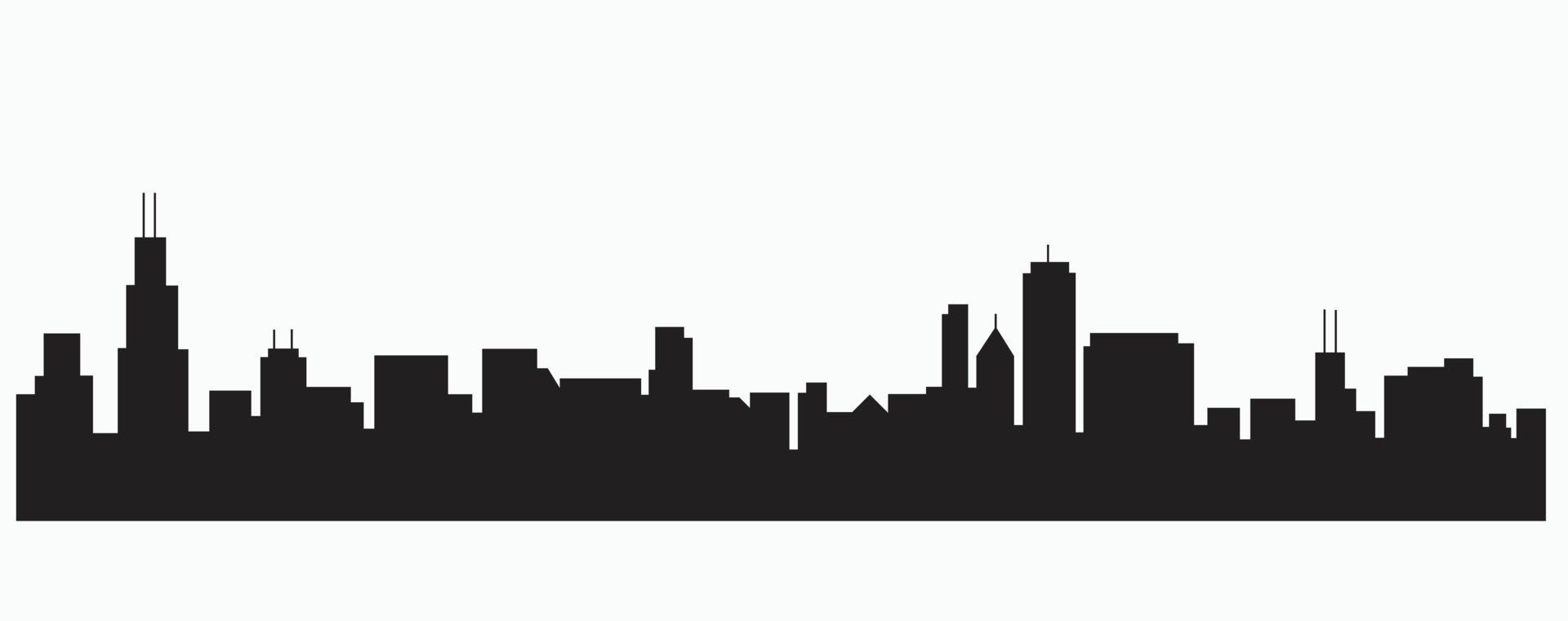 Modern City Skyline silhouette outline drawing on white background. vector