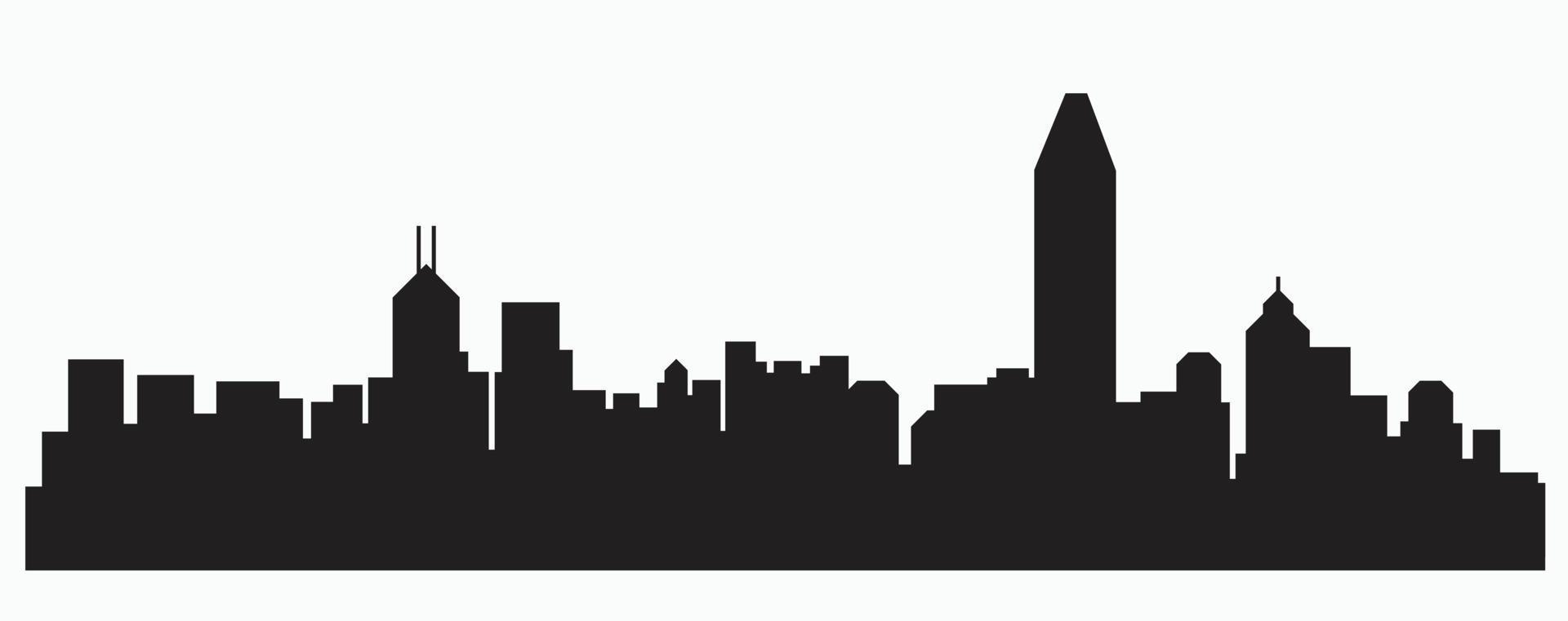 Modern City Skyline silhouette outline drawing on white background. vector