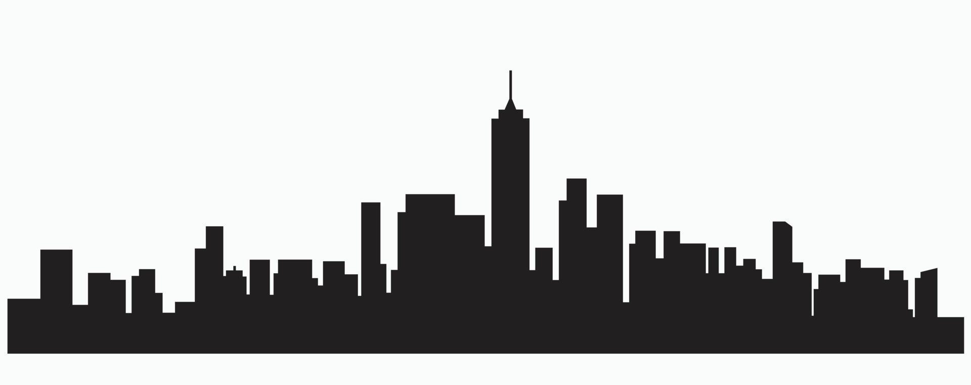 Modern City Skyline silhouette outline drawing on white background. vector