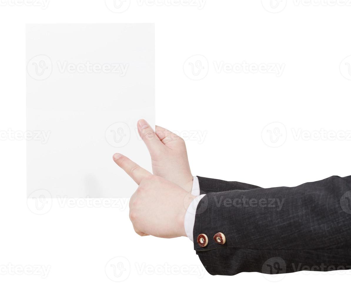 blank sheet of paper in instructor hand photo