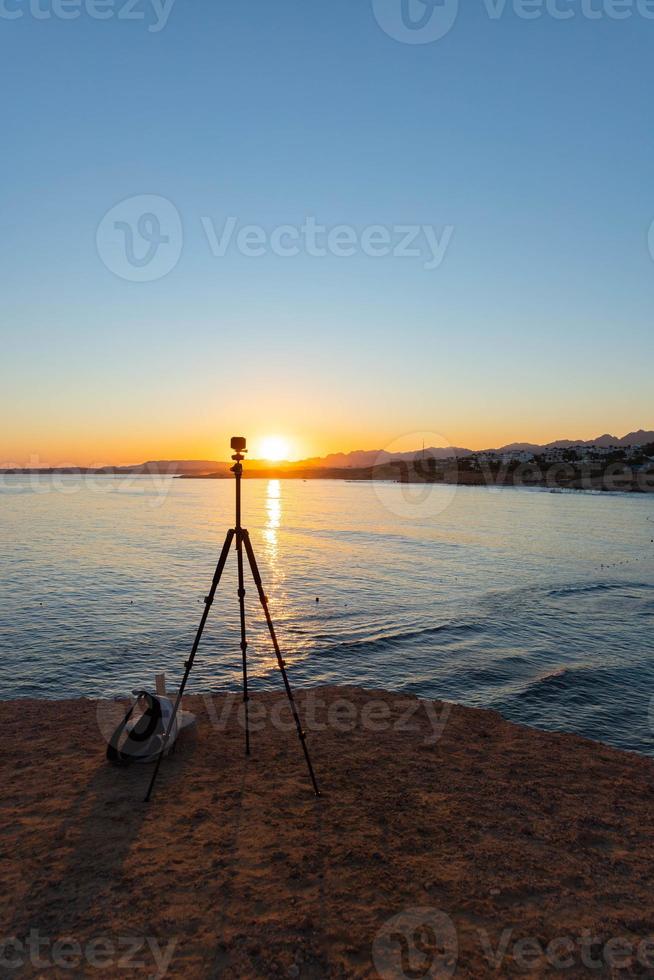 Sunset over the mountains, on the Sinai Peninsula, Egypt, Sharm El Sheikh, Red Sea. photo