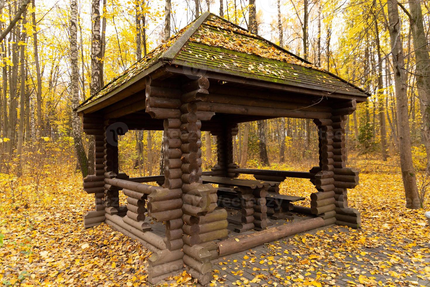 Covered seating area. Gazebos, gazebos in parks and gardens, relax and unwind. Wooden gazebo in the park photo