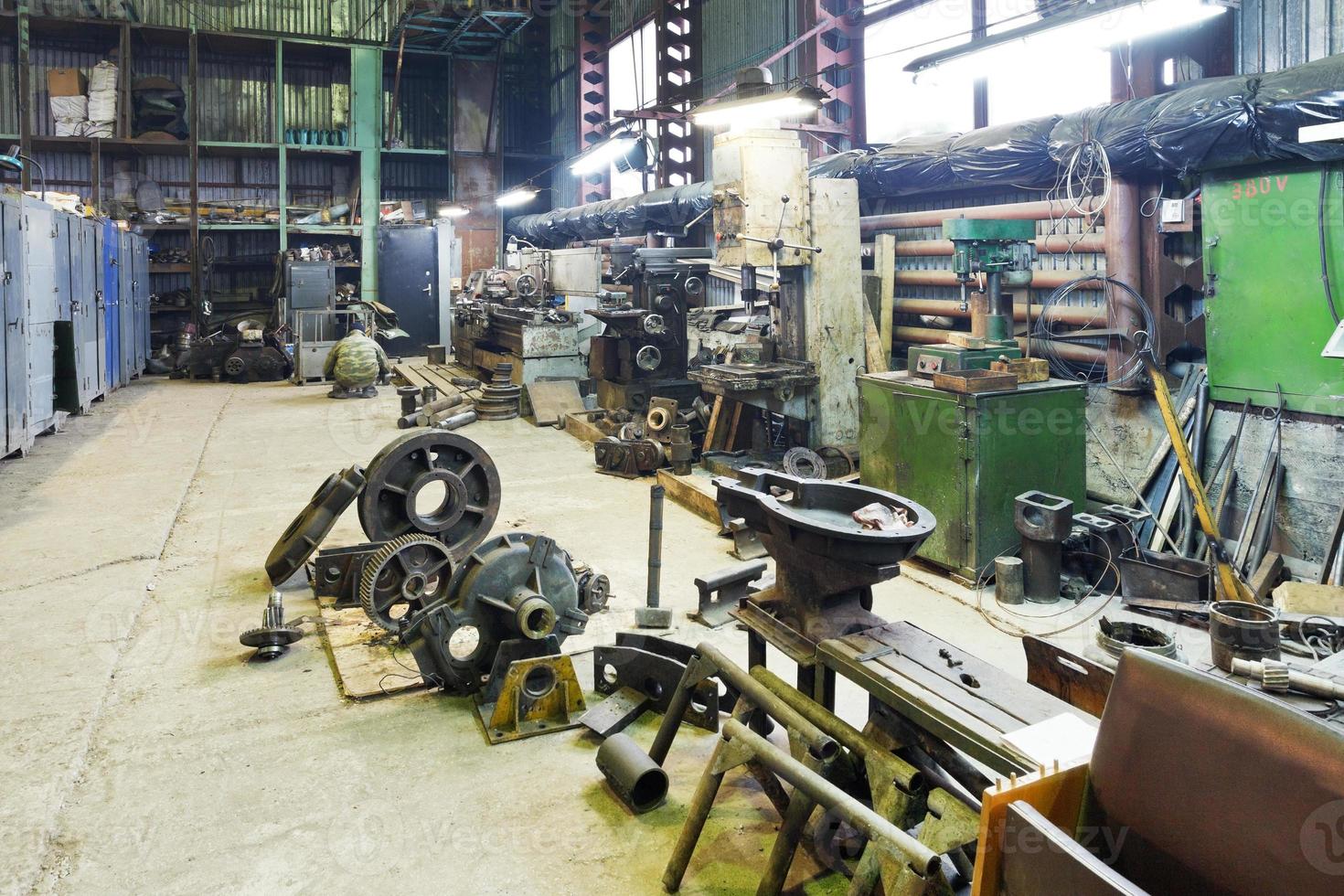 turnery mechanical workshop with lathes and parts photo