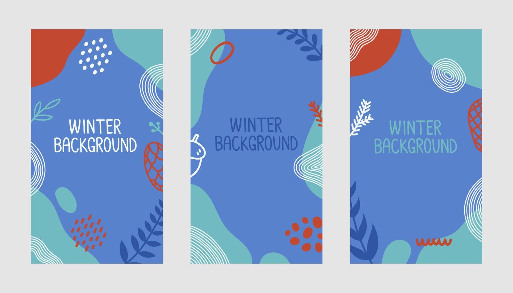 fondo de vector de invierno conjunto ilustración de diseño plano azul