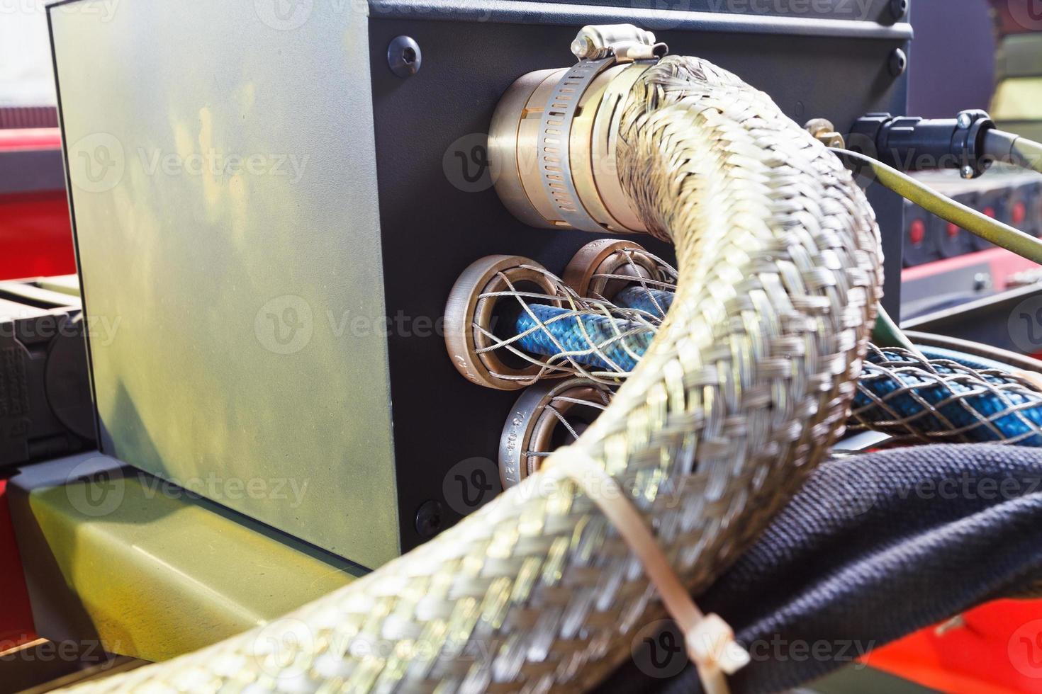 clamp connection of electric braiding cables photo