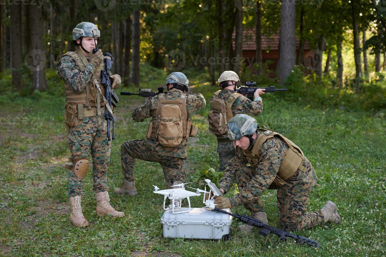 Soldiers Squad are Using Drone for Scouting photo
