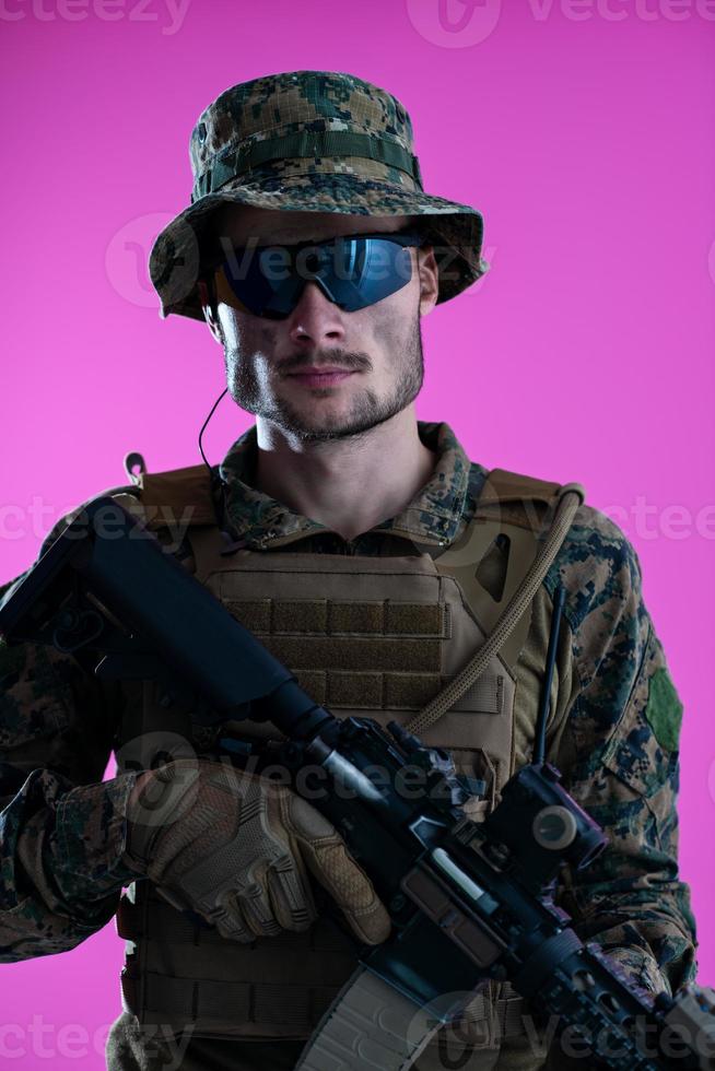 modern warfare soldier pink backgorund photo