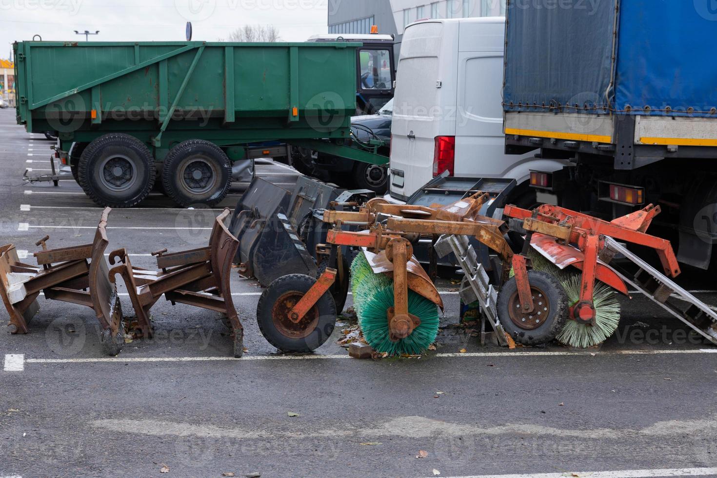 Street Sweeper Broom street sweeper. focus on Sweeper Broom photo