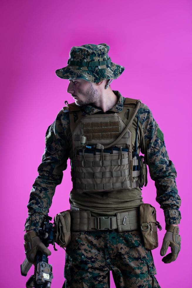 modern warfare soldier pink backgorund photo