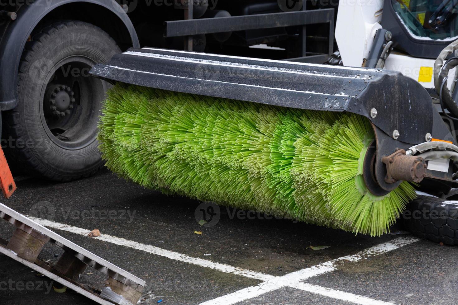 Street Sweeper Broom street sweeper. focus on Sweeper Broom photo