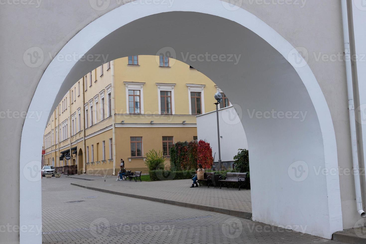 Historic buildings. multi-colored roofs of the old city. photo