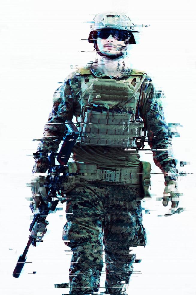 soldier glitch on white photo