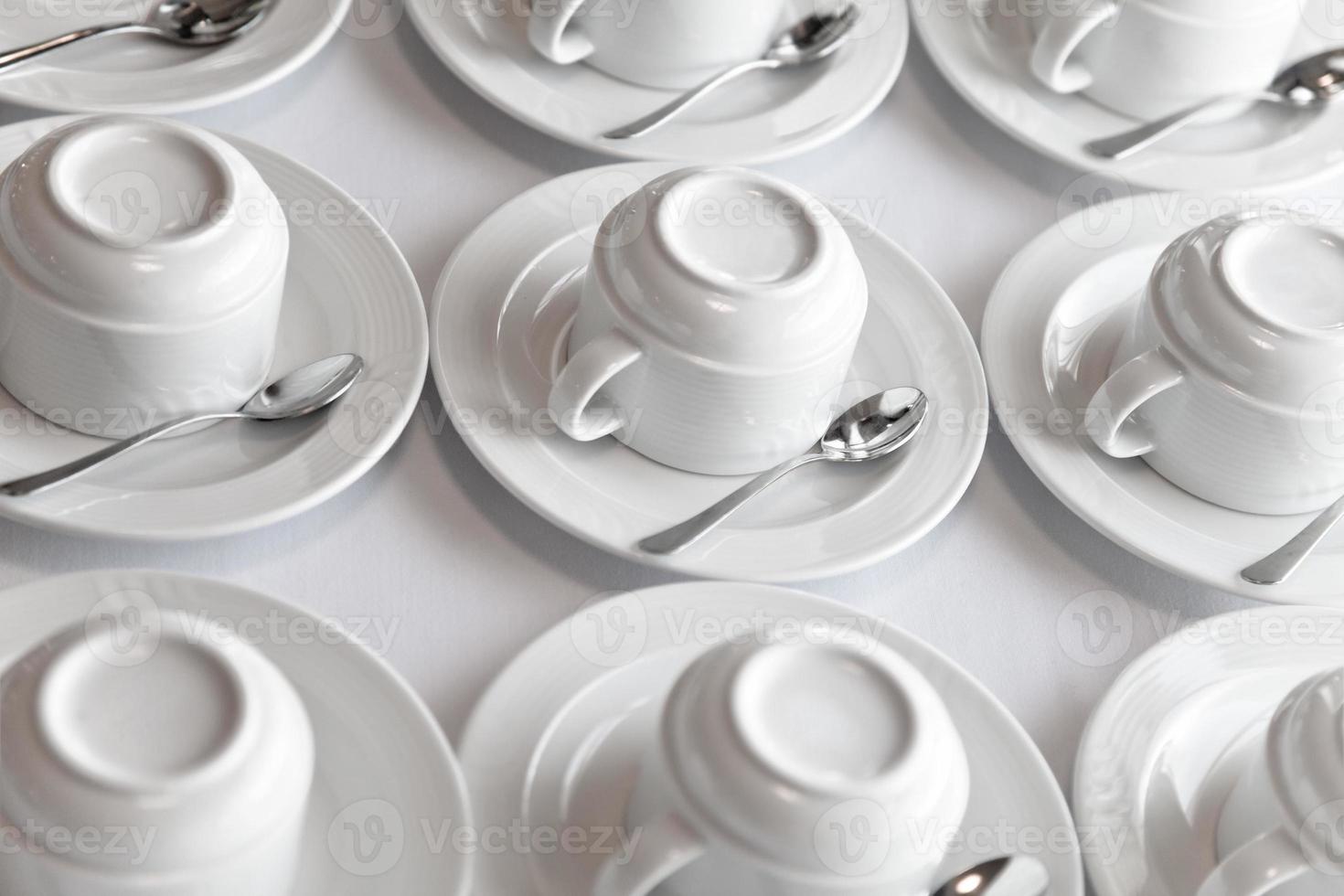 clean tea sets on table photo