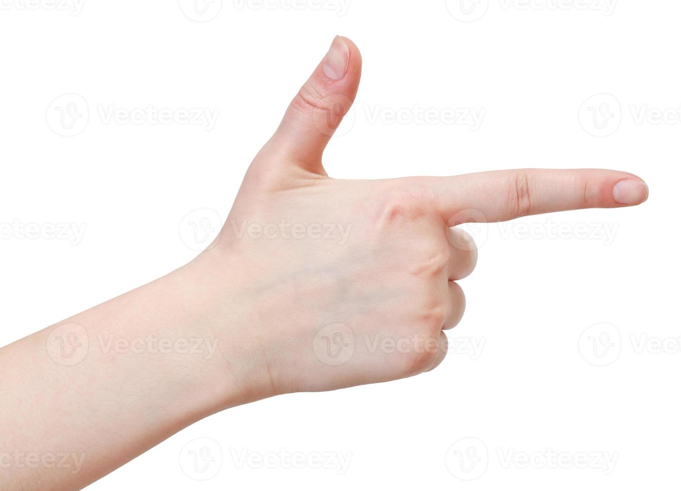 side view of finger handgun - hand gesture photo