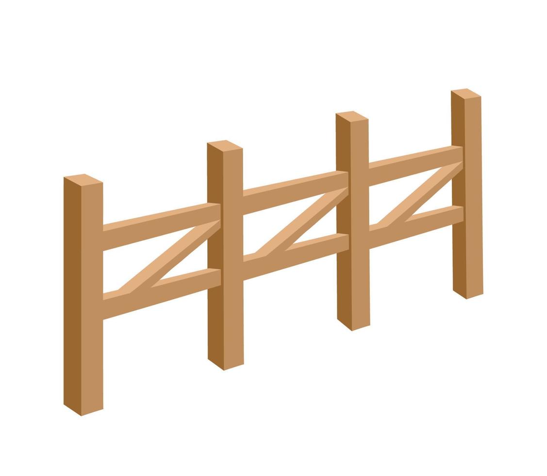 Wooden fence. Flat vector illustration isolated on white background