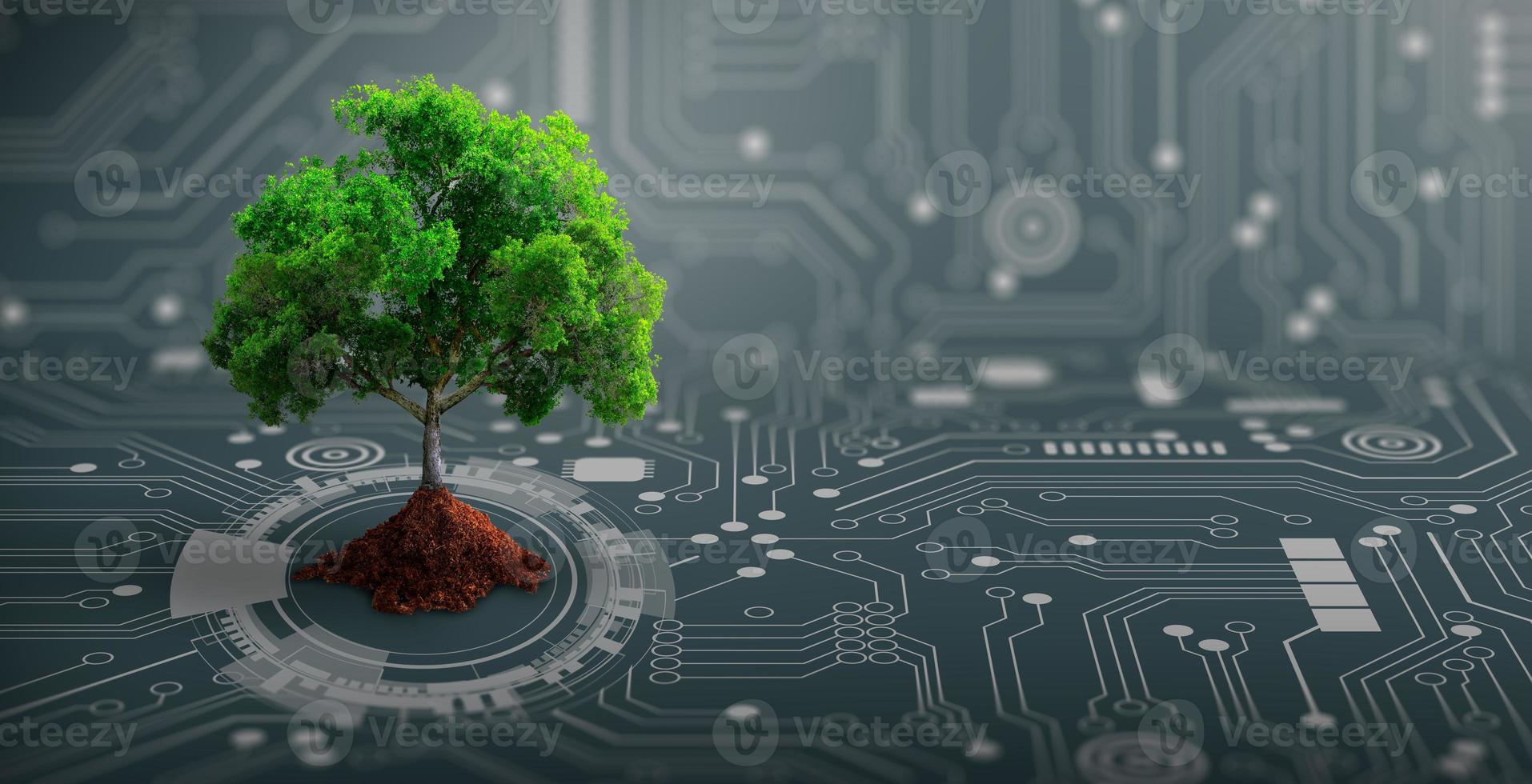 Green Computing, Green Technology, Green IT, csr, and IT ethics Concept. photo