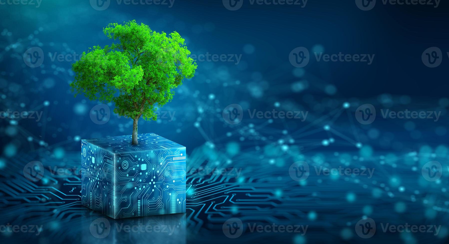 Green Computing, Green Technology, Green IT, csr, and IT ethics Concept. photo