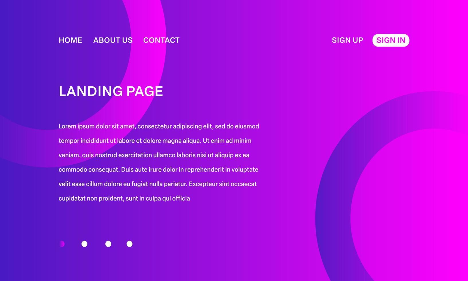 Modern Minimalist Abstract Landing Page Background with Gradient Color vector