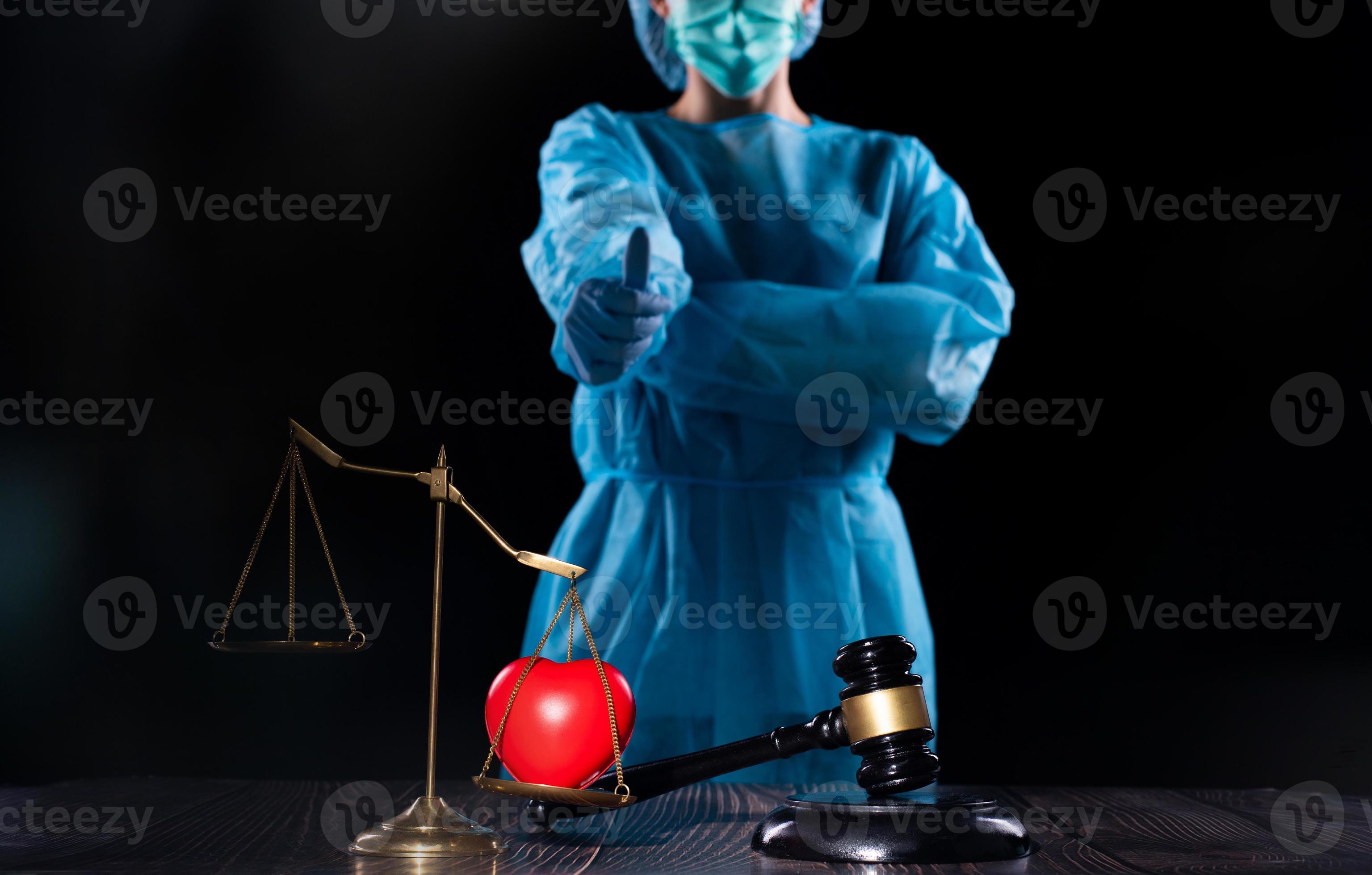 Balance scale and justice mullet hammer is law protection medical