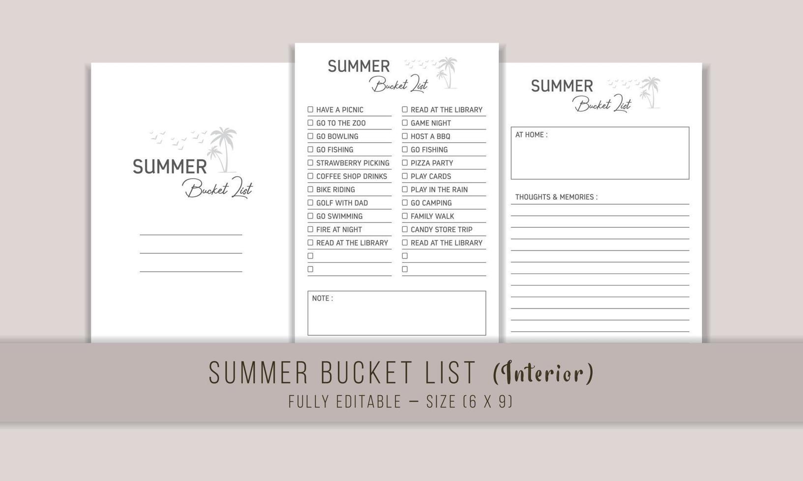 Summer bucket list interior design vector