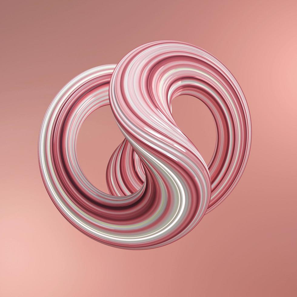 Red abstract twisted shape. Colorful round geometry, gradient curve background, Computer generated geometric illustration. 3D rendering photo