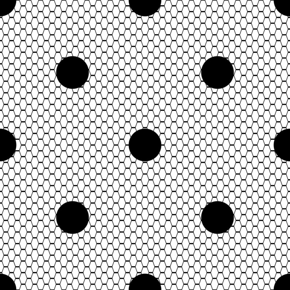 Seamless black lace pattern with polka dots on white background. vector