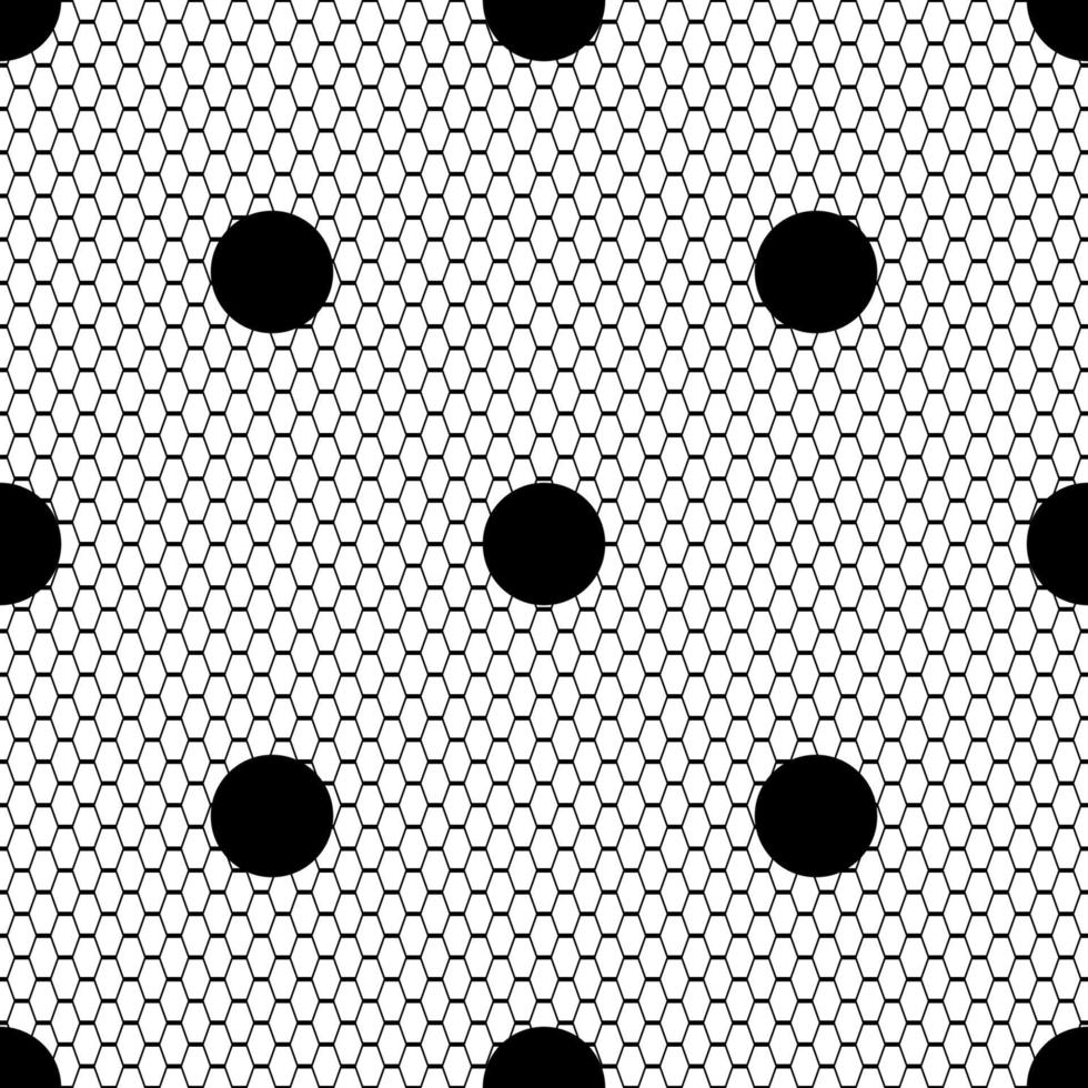 Seamless black lace pattern with polka dots on white background. vector