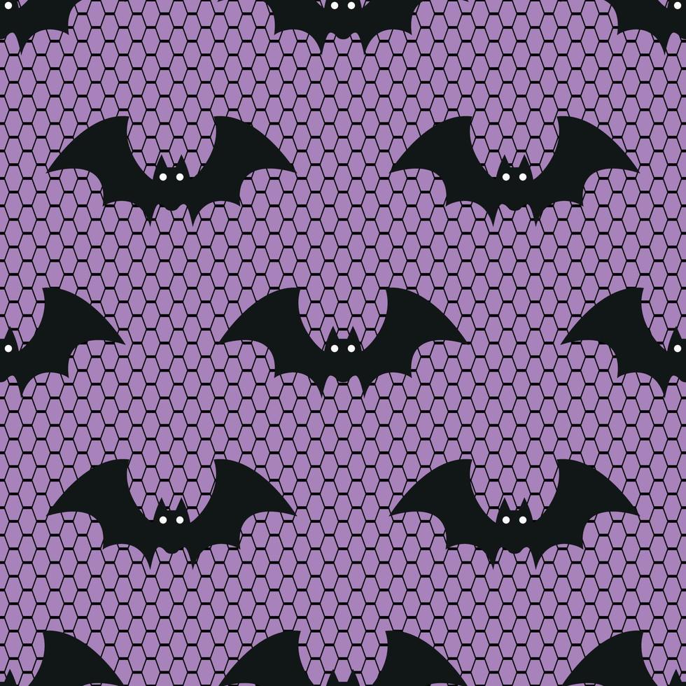 de patrones sin fisuras con murciélagos de halloween de encaje sobre fondo morado. perfecto para el diseño de tela, papel pintado o papel de regalo de Halloween. vector