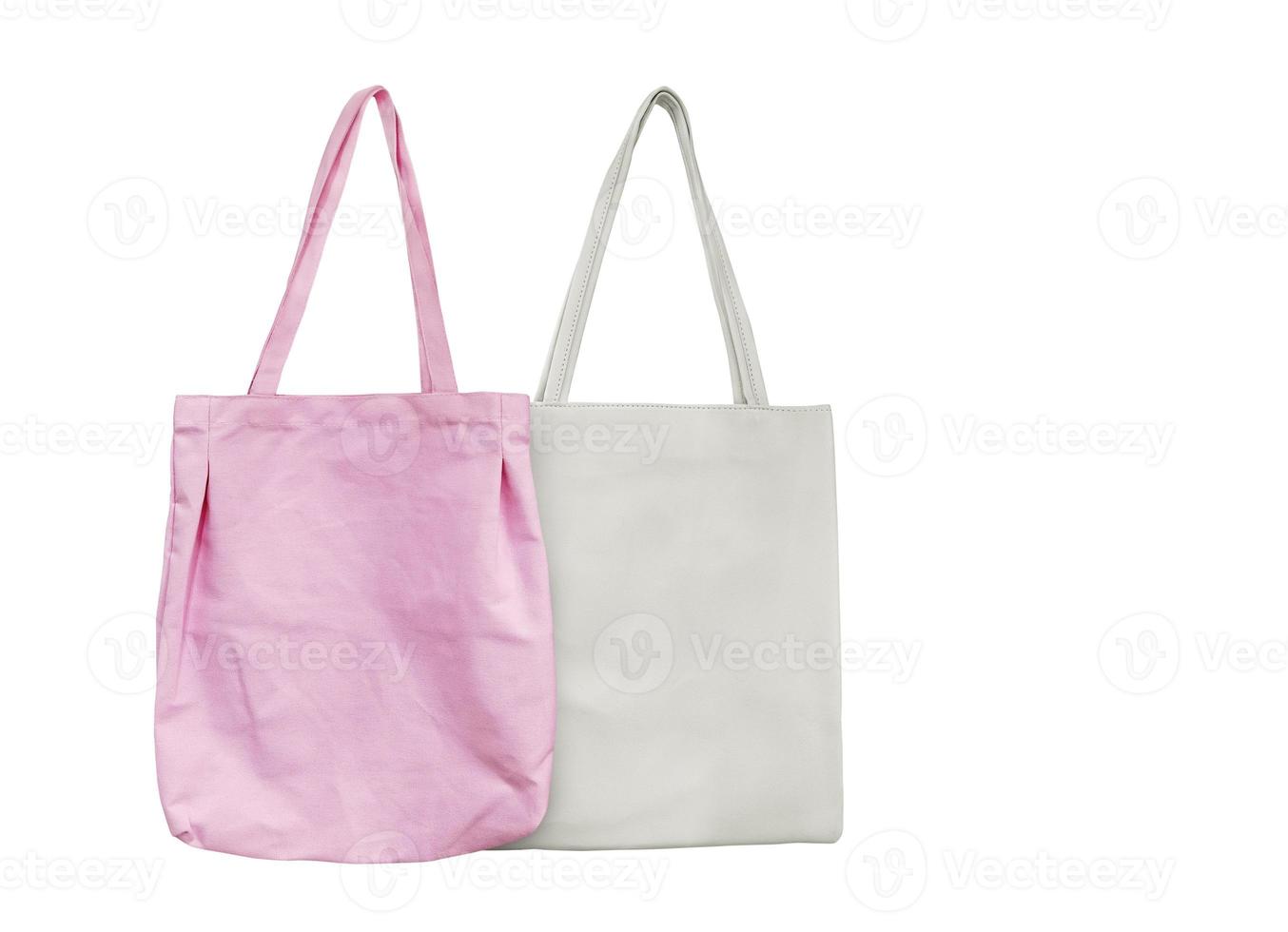 Cloth bag, leather bag on white background . Instead of plastic bags For an environmentally friendly cutting path photo
