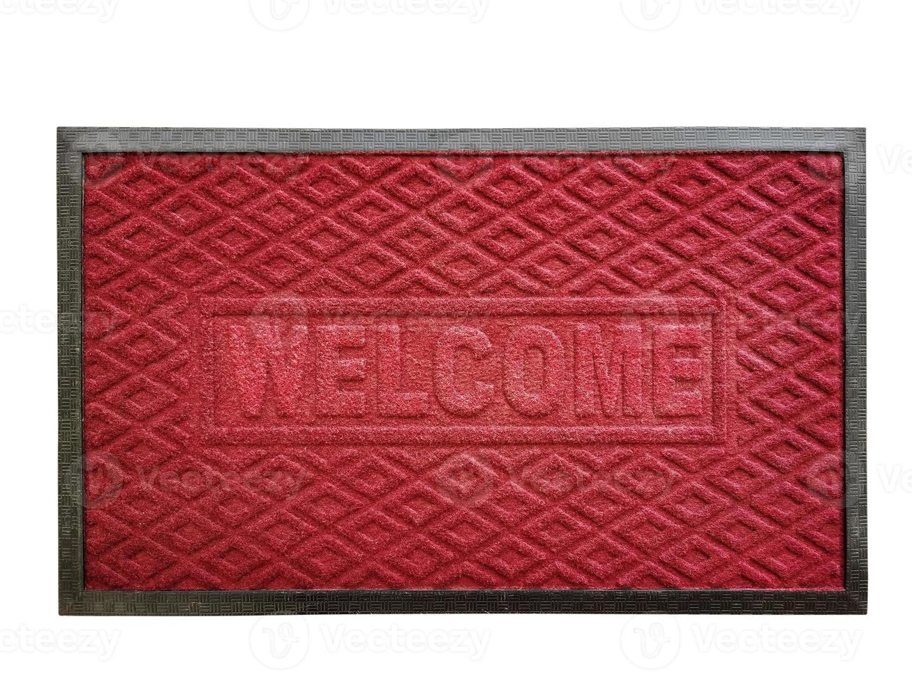 welcome doormat Beautiful red with different black borders on a white background. photo