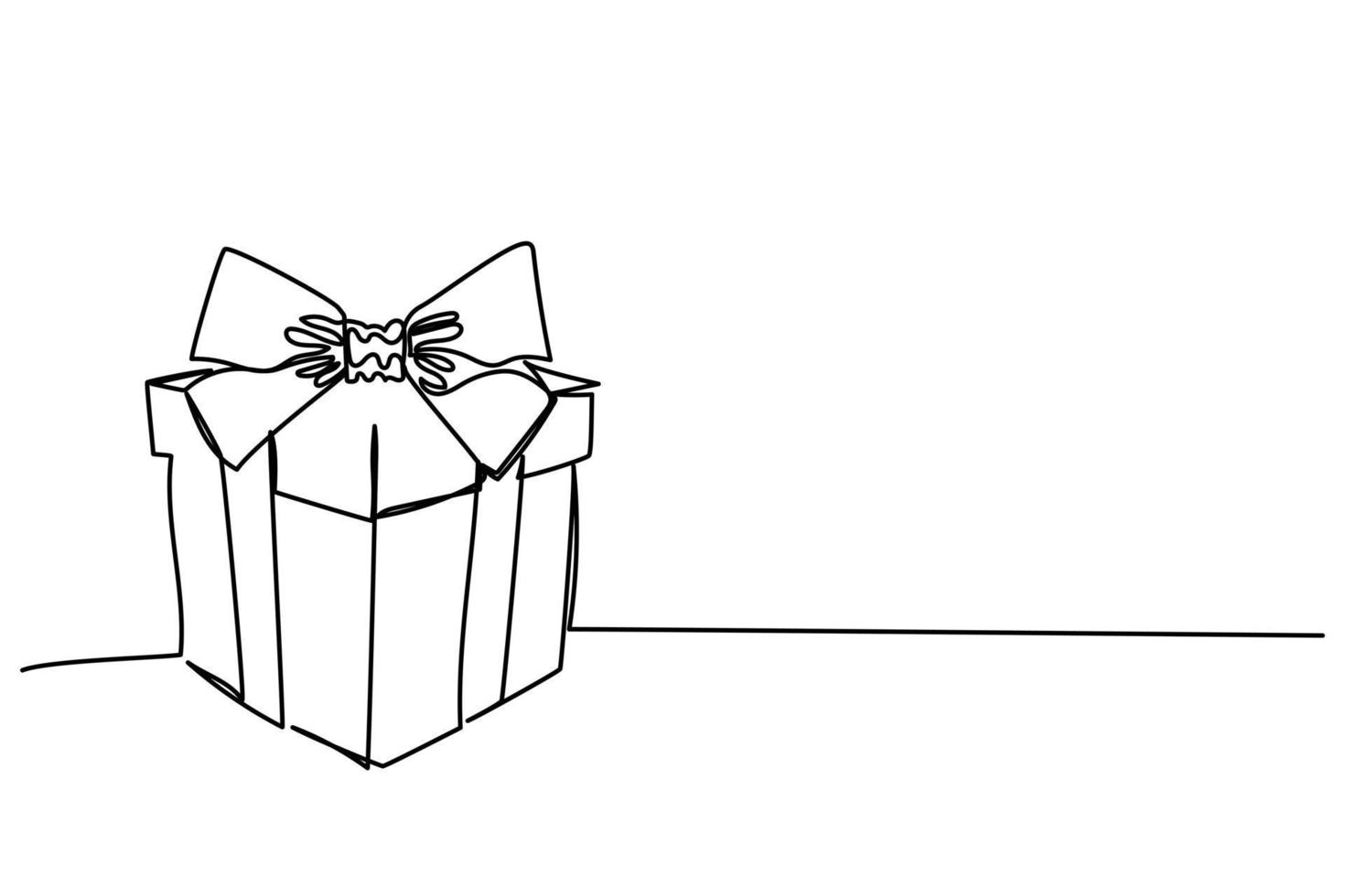 single continuous line hand drawn gift vector