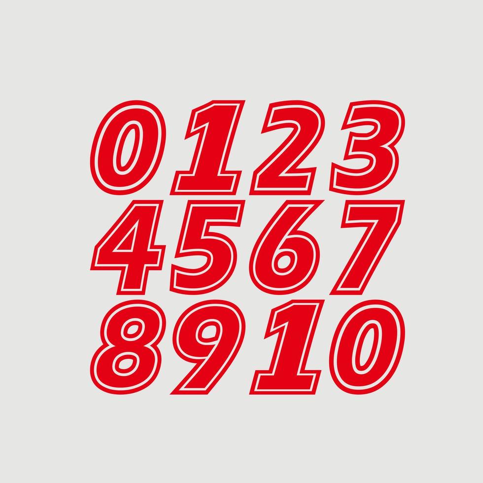 1 to 10 sticker number with red color vector